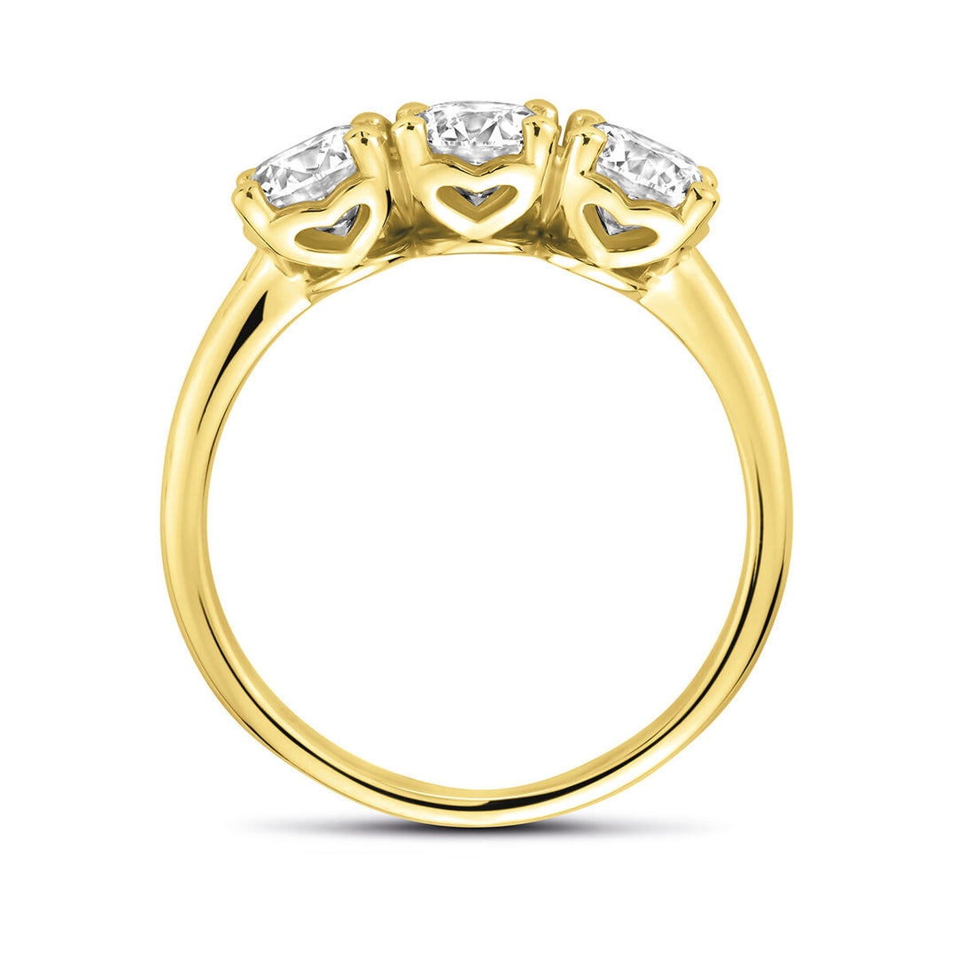 14k Geelgouden Trilogie Ring voor vrouwen met Lab Grown Diamant 1.50ct G VS
