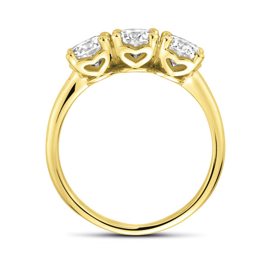 14k Geelgouden Trilogie Ring voor vrouwen met Lab Grown Diamant 1.50ct G VS