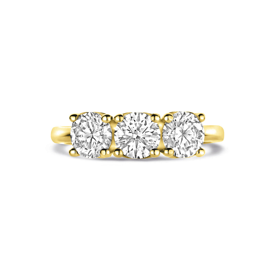 14k Geelgouden Trilogie Ring voor vrouwen met Lab Grown Diamant 1.50ct G VS