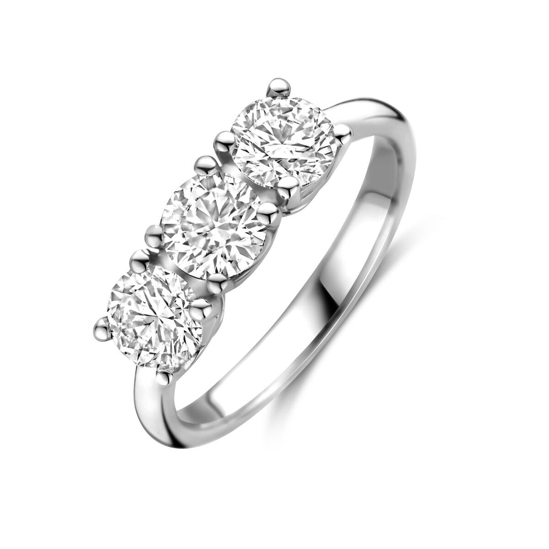 14k Geelgouden Trilogie Ring voor vrouwen met Lab Grown Diamant 1.50ct G VS