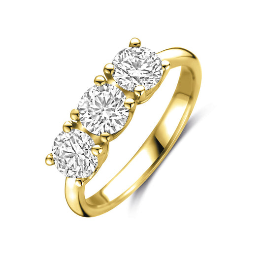 14k Geelgouden Trilogie Ring voor vrouwen met Lab Grown Diamant 1.50ct G VS