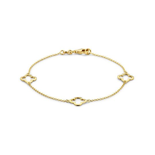 14k Gouden Armband met Bloemen – 19 cm