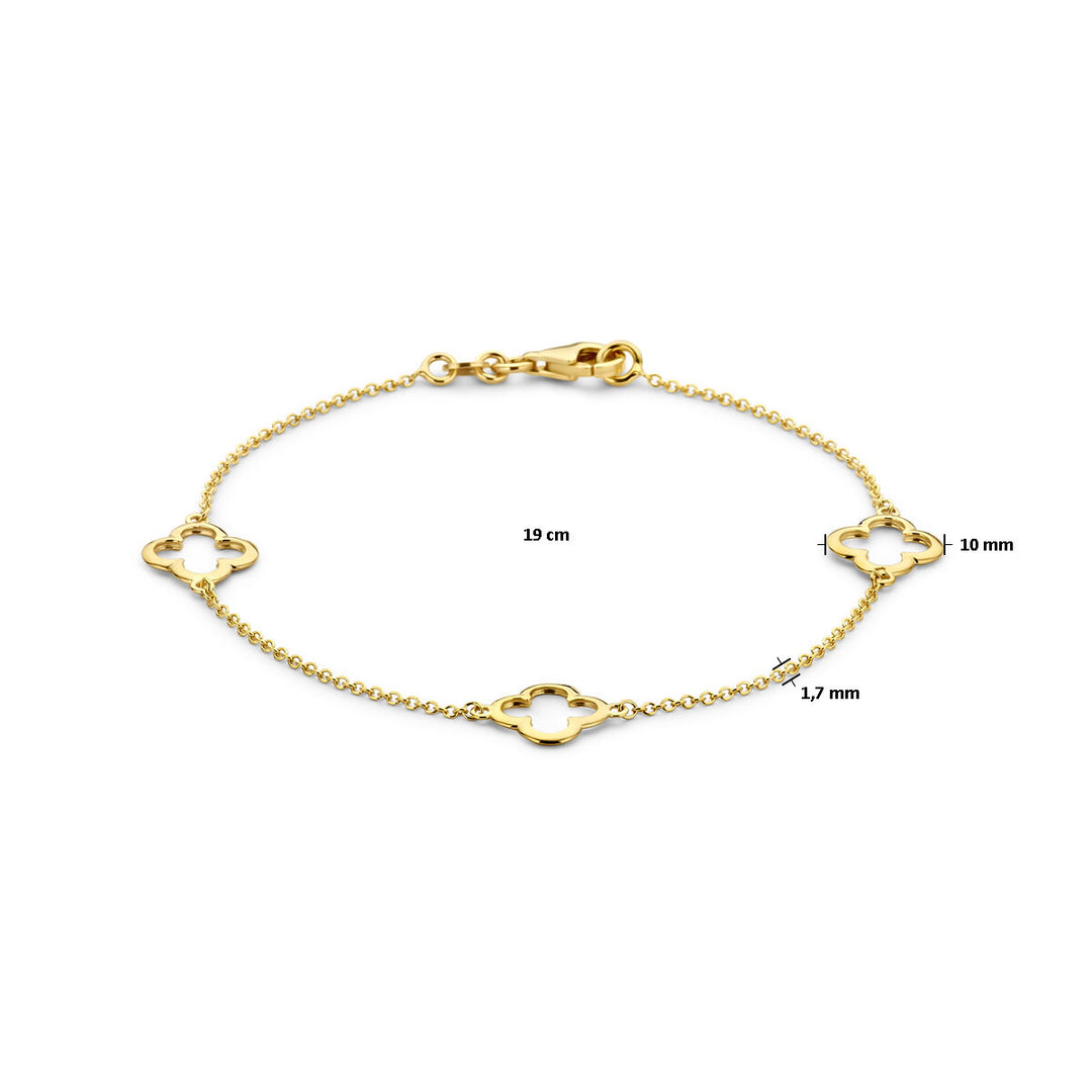 14k Gouden Armband met Bloemen – 19 cm
