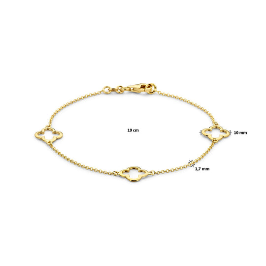 14k Gouden Armband met Bloemen – 19 cm