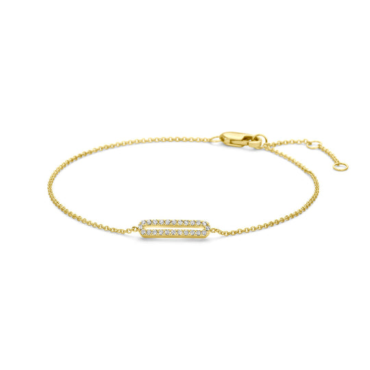 14k Gouden Armband met Diamant 0.09ct – 15,5–18 cm Verstelbaar