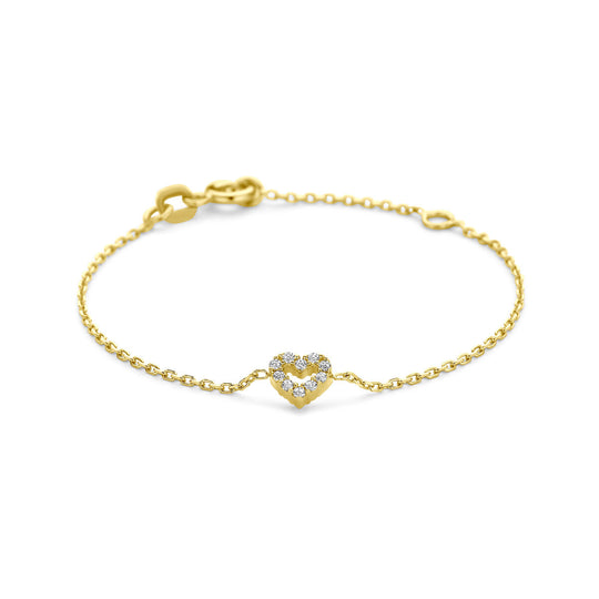 14k Gouden Armband met Hart & Zirkonia – 11 + 2 cm Verstelbaar