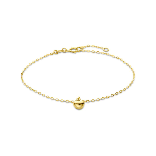 14k Gouden Armband met Hartje – Verstelbaar 16,5–18,5 cm, 1,1 mm