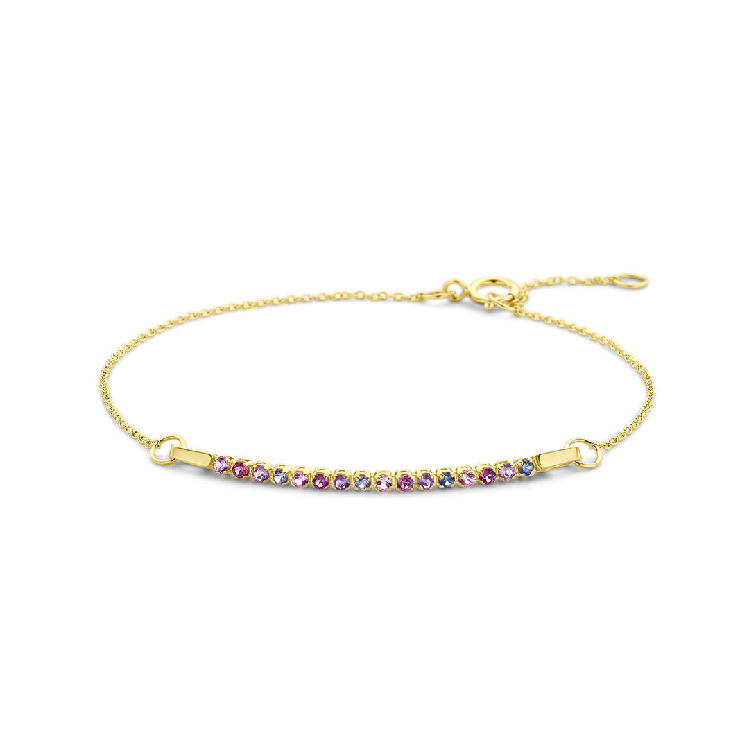 14k Gouden Armband met Natuurlijke Edelstenen – 16–18 cm, 0,9 mm