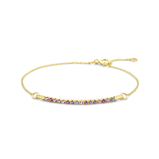 14k Gouden Armband met Natuurlijke Edelstenen – 16–18 cm, 0,9 mm