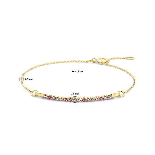 14k Gouden Armband met Natuurlijke Edelstenen – 16–18 cm, 0,9 mm