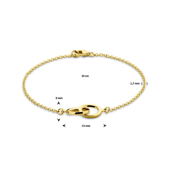14k Gouden Armband met Ovale Elementen – 1,7 mm, 19 cm
