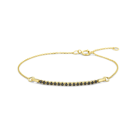 14k Gouden Armband met Zwarte Spinel – 16–18 cm, 0,9 mm