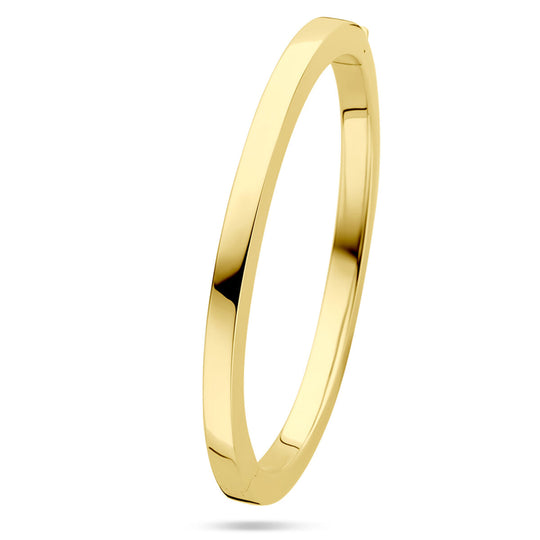 14k Gouden Bangle met Scharnier – Vlakke Buis 5 mm, Diameter 60 mm