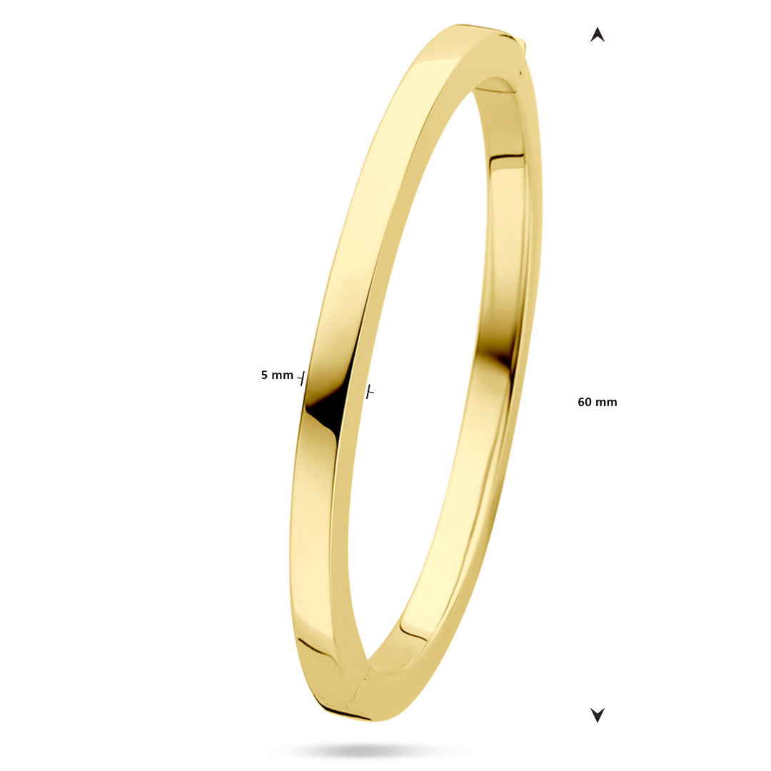 14k Gouden Bangle met Scharnier – Vlakke Buis 5 mm, Diameter 60 mm
