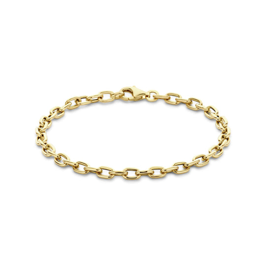 14k Gouden Fantasie Schakelarmband 4,5 mm – 19 cm met Karabijnsluiting