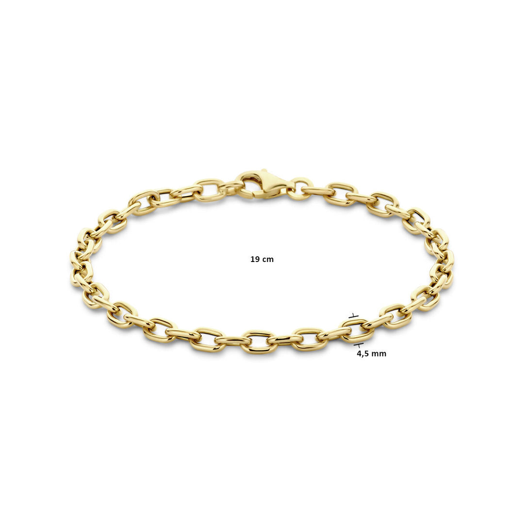 14k Gouden Fantasie Schakelarmband 4,5 mm – 19 cm met Karabijnsluiting