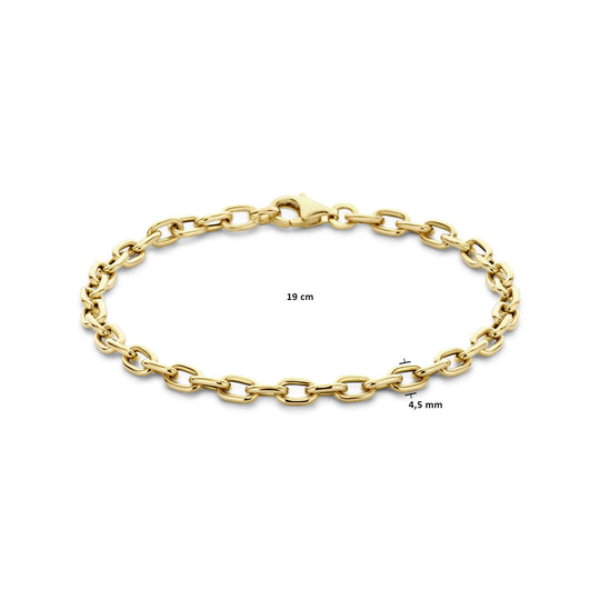 14k Gouden Fantasie Schakelarmband 4,5 mm – 19 cm met Karabijnsluiting