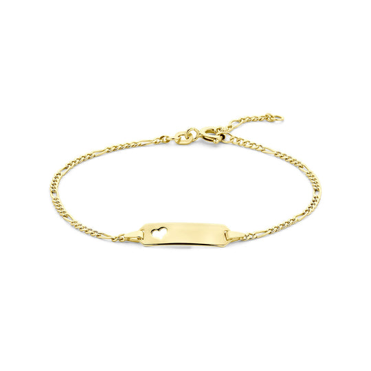 14k Gouden Graveerarmband met Hart Plaat – 15,5–19 cm, 5,3 mm