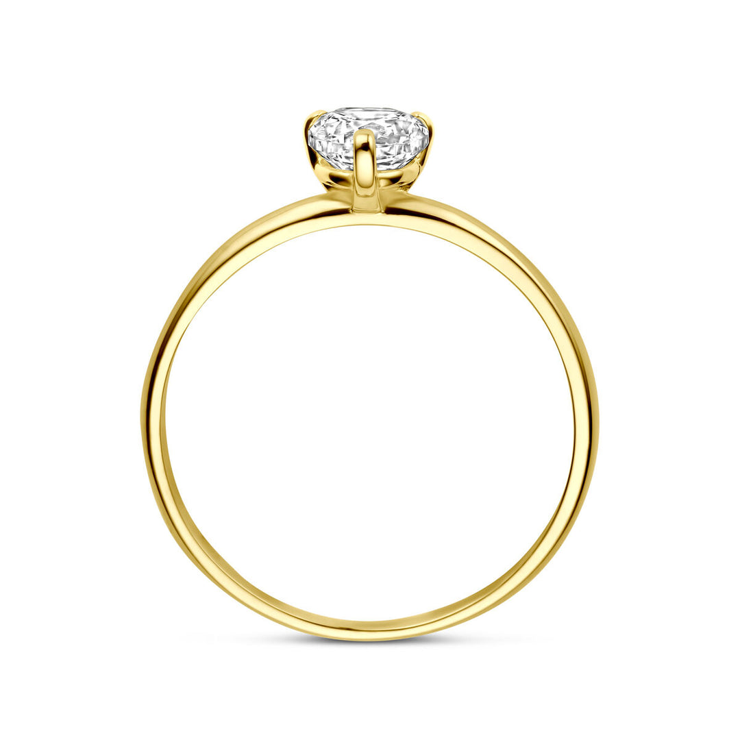 14k Gouden Ring met Zirkonia – 5,5 mm Ronde Steen