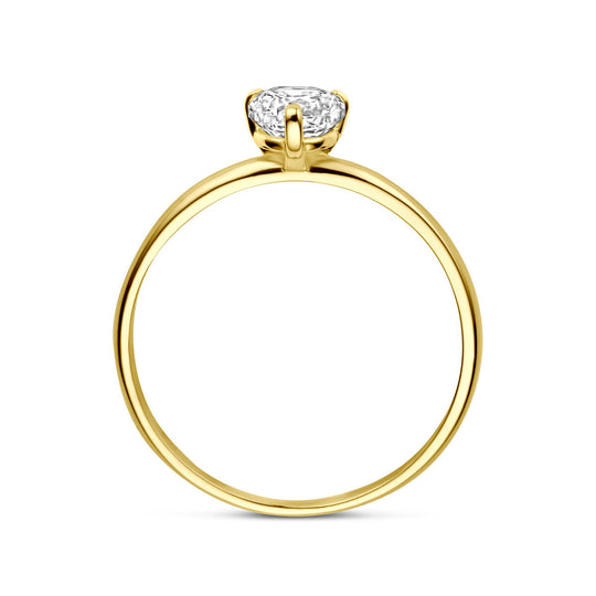 14k Gouden Ring met Zirkonia – 5,5 mm Ronde Steen