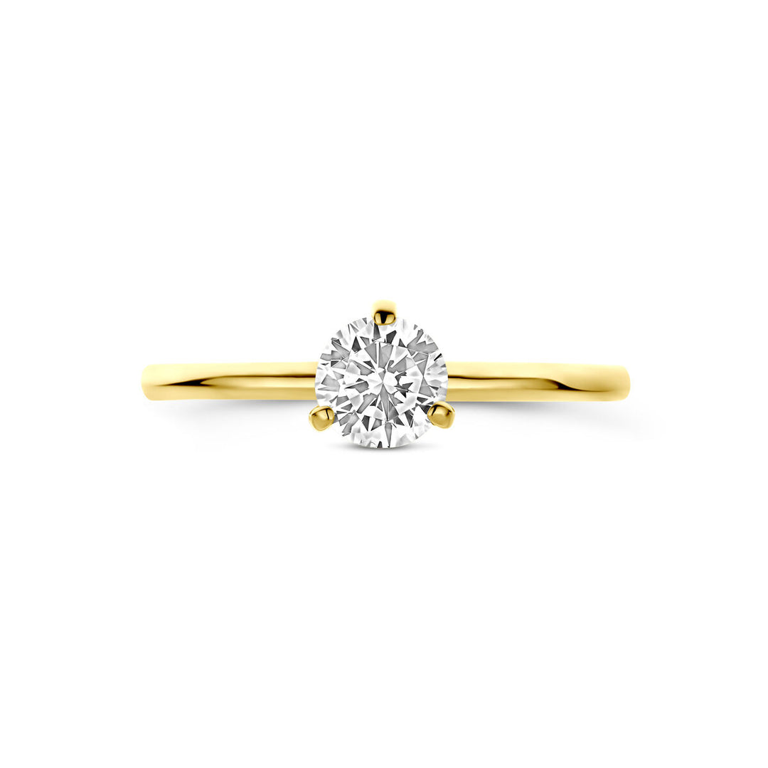 14k Gouden Ring met Zirkonia – 5,5 mm Ronde Steen