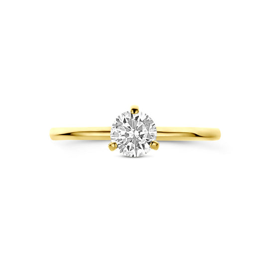 14k Gouden Ring met Zirkonia – 5,5 mm Ronde Steen