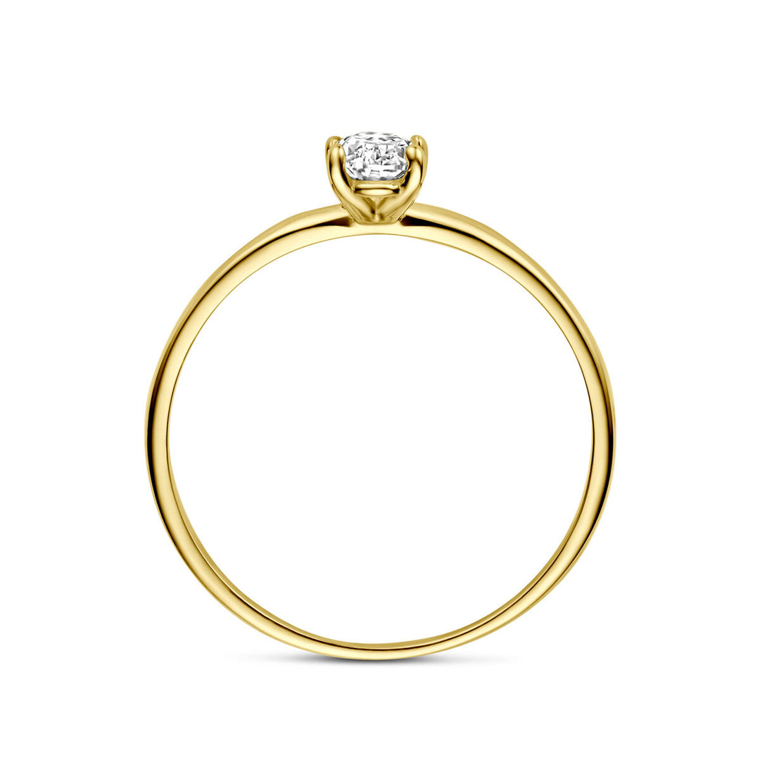 14k Gouden Ring met Zirkonia – 6x4 mm Ovale Steen