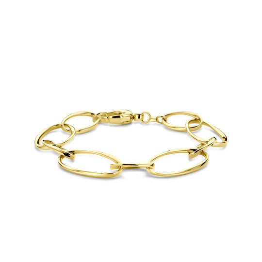 14k Gouden Schakelarmband 15 mm – 19,5 cm met Karabijnsluiting