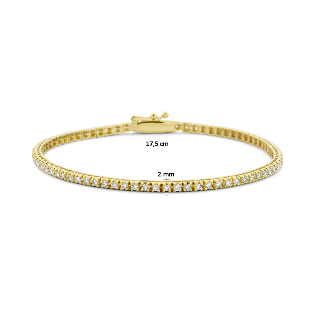 14k Gouden Tennisarmband met Diamant 1.00ct – 2 mm, 17,5 cm