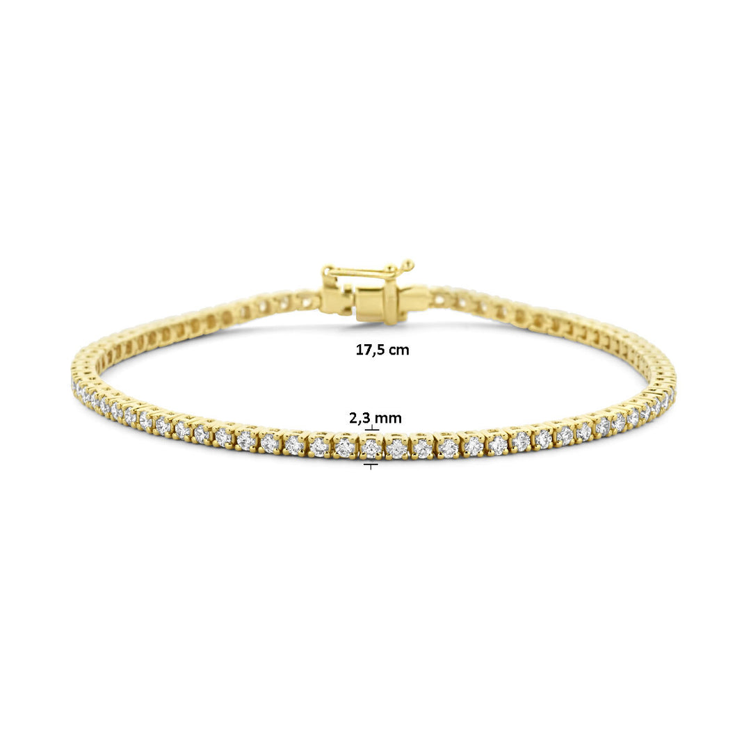 14k Gouden Tennisarmband met Diamant 2.00ct – 2,3 mm, 17,5 cm