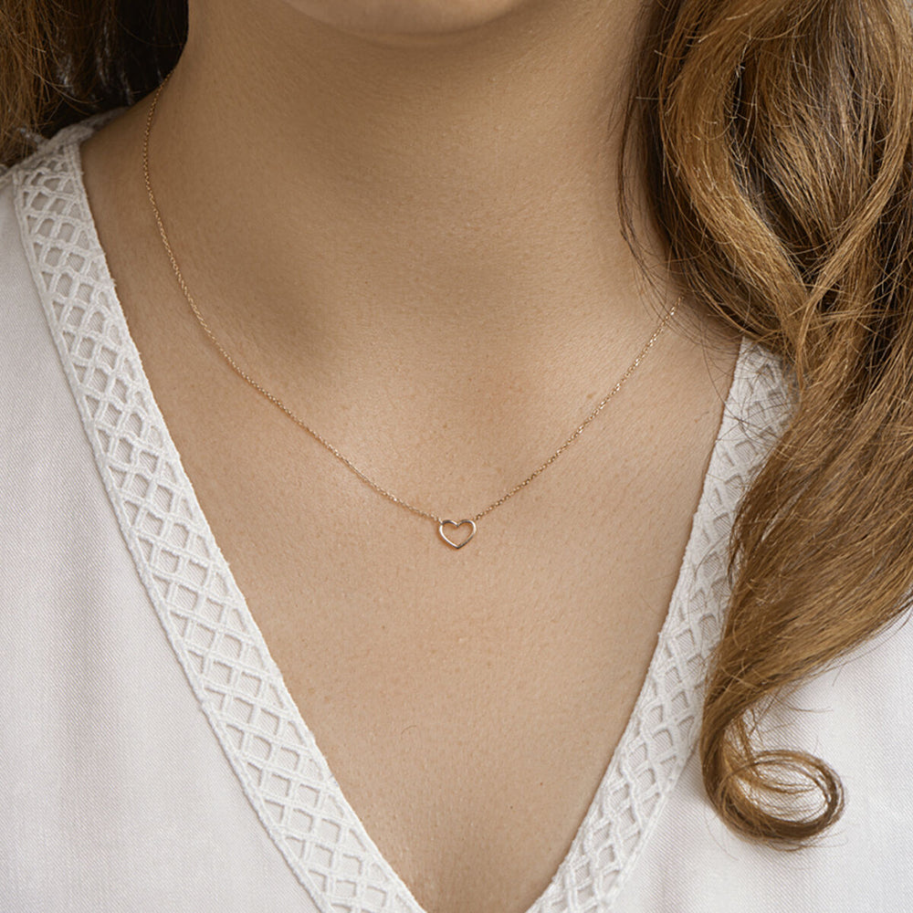 14k Roségouden Collier met Open Hartje – Verstelbaar 40-44 cm