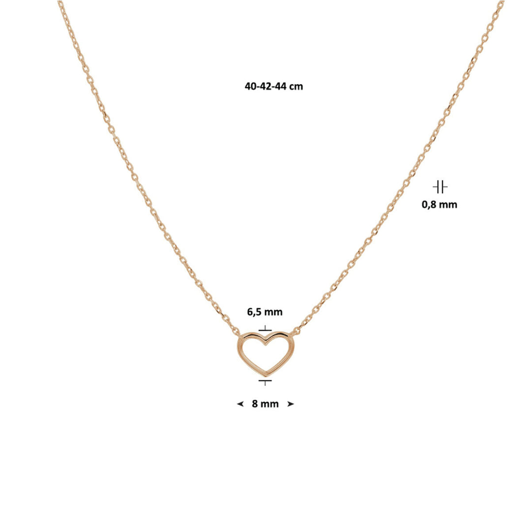 14k Roségouden Collier met Open Hartje – Verstelbaar 40-44 cm