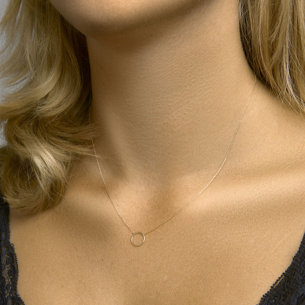 14k Roségouden Collier met Rondje Hanger – Verstelbaar 40-44 cm