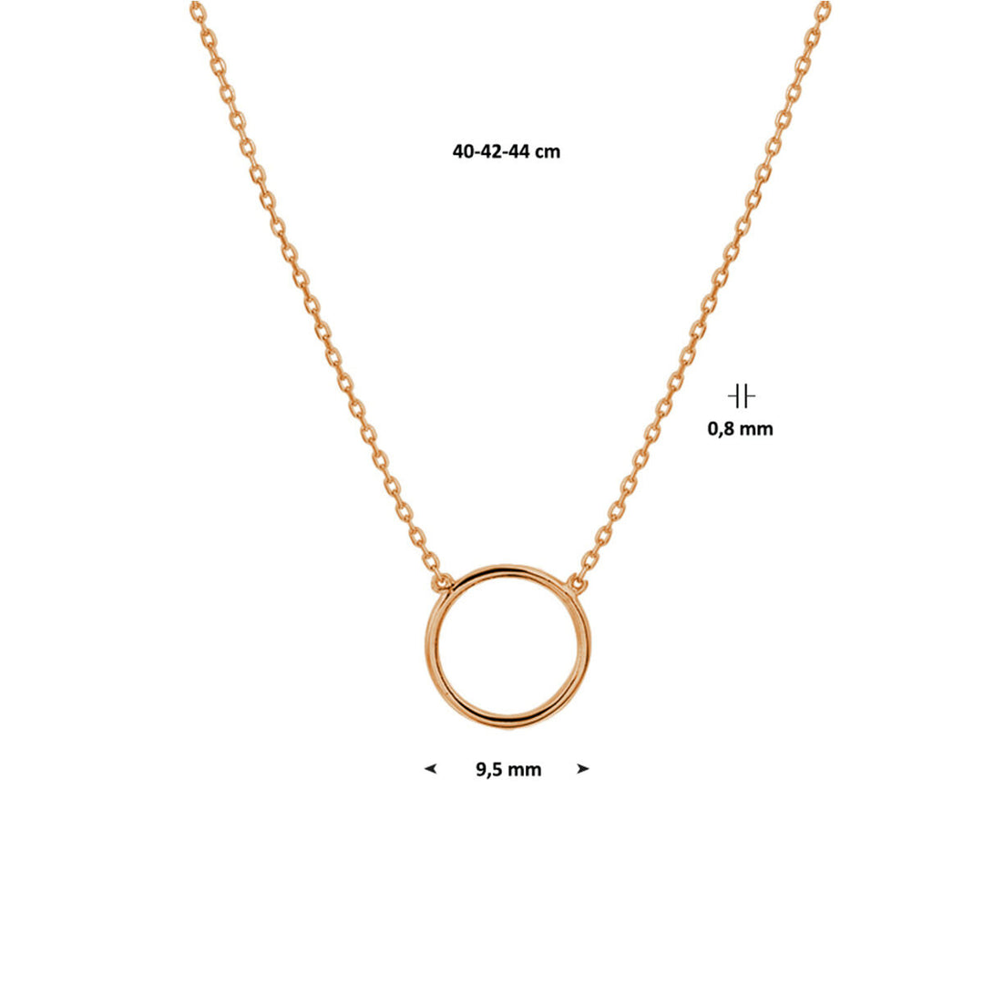 14k Roségouden Collier met Rondje Hanger – Verstelbaar 40-44 cm
