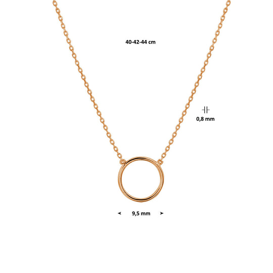 14k Roségouden Collier met Rondje Hanger – Verstelbaar 40-44 cm