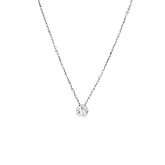 14k Witgouden Collier met Diamant 0.10ct – Verstelbaar 41-45 cm