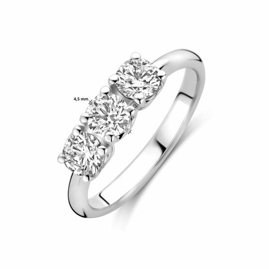 14k Geelgouden Trilogie Ring met Lab Grown Diamant 0.90ct G VS