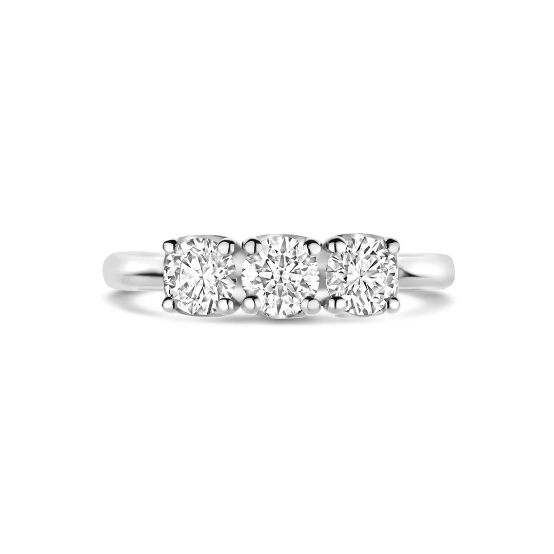 14k Geelgouden Trilogie Ring met Lab Grown Diamant 0.90ct G VS