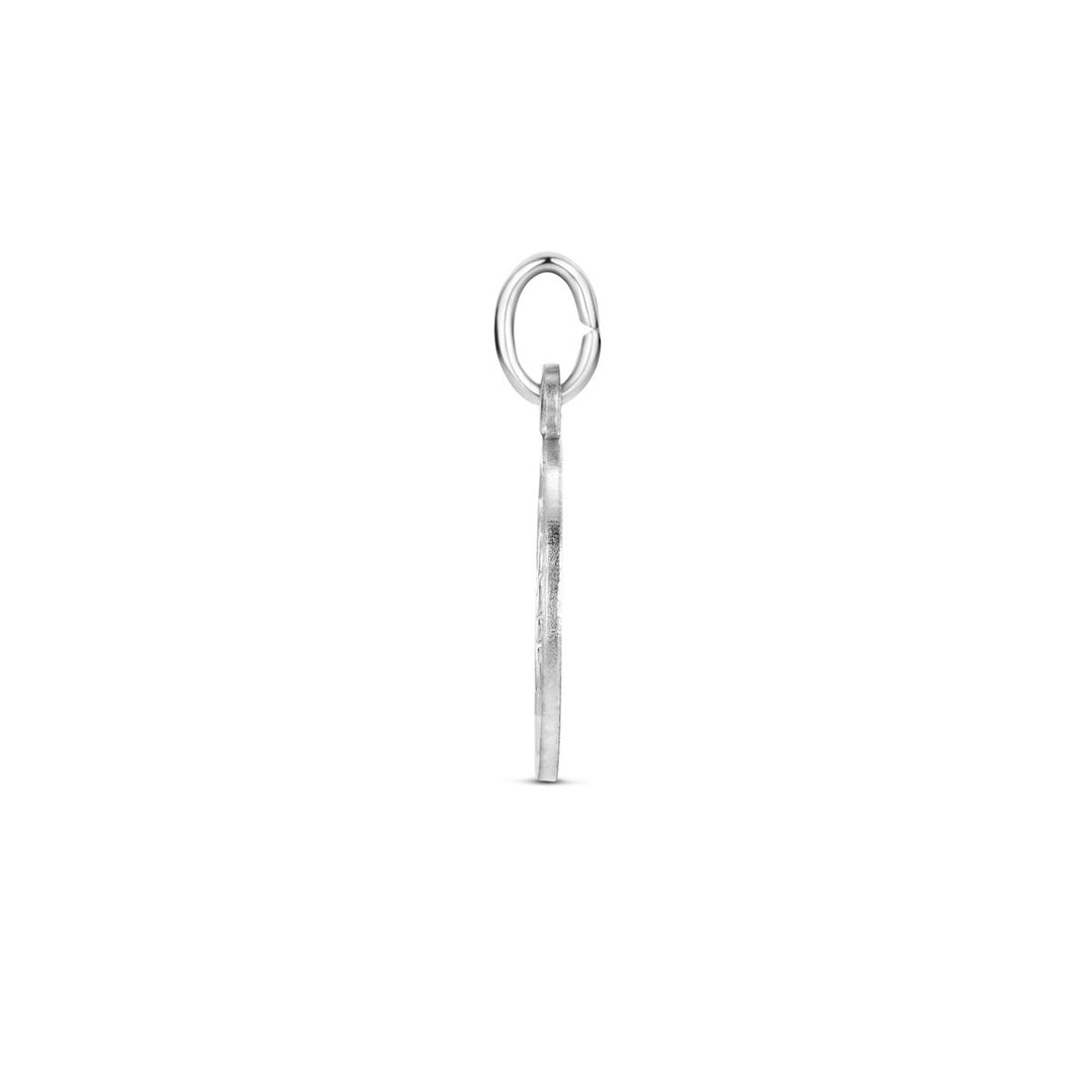 Gerhodineerd 925 Zilveren Hanger - Poli/Mat Gediamanteerd Afgewerkt | 18mm Hoog en 12mm Diameter