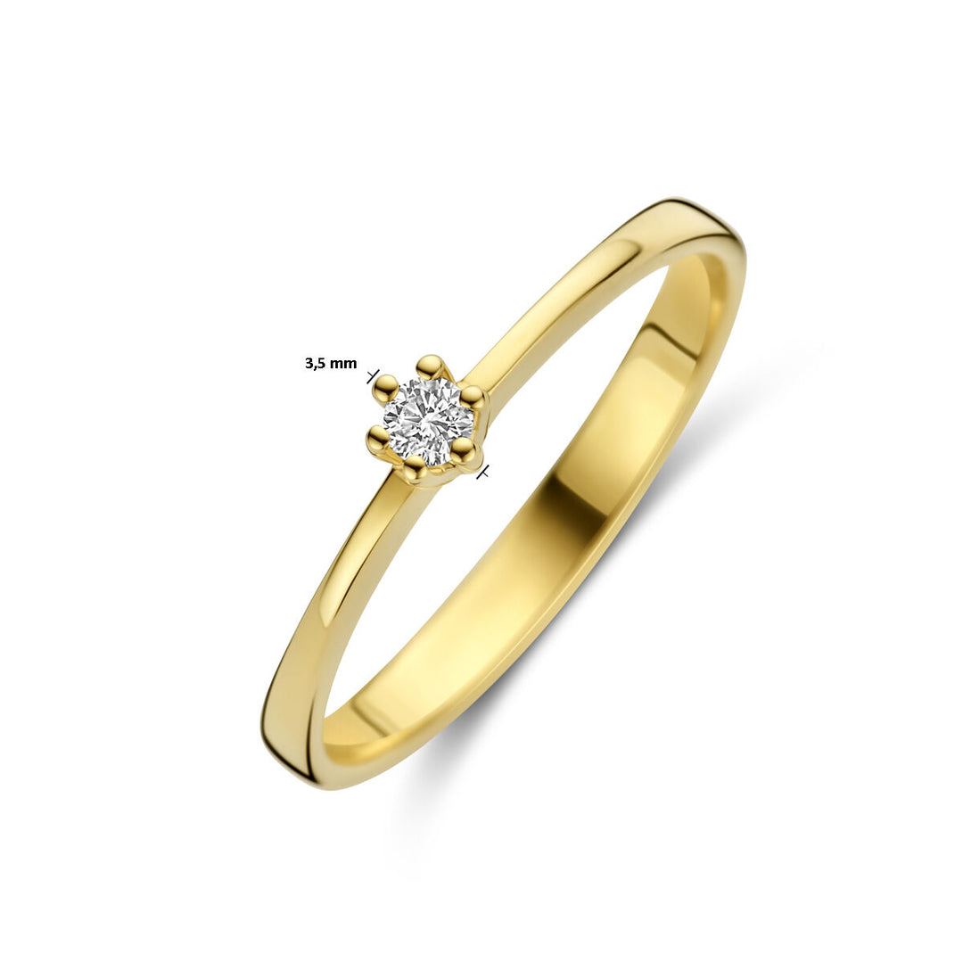 Exclusieve 14K Geelgouden Ring met Diamant – 3.5 mm Breed, 0.05 ct Diamantgewicht