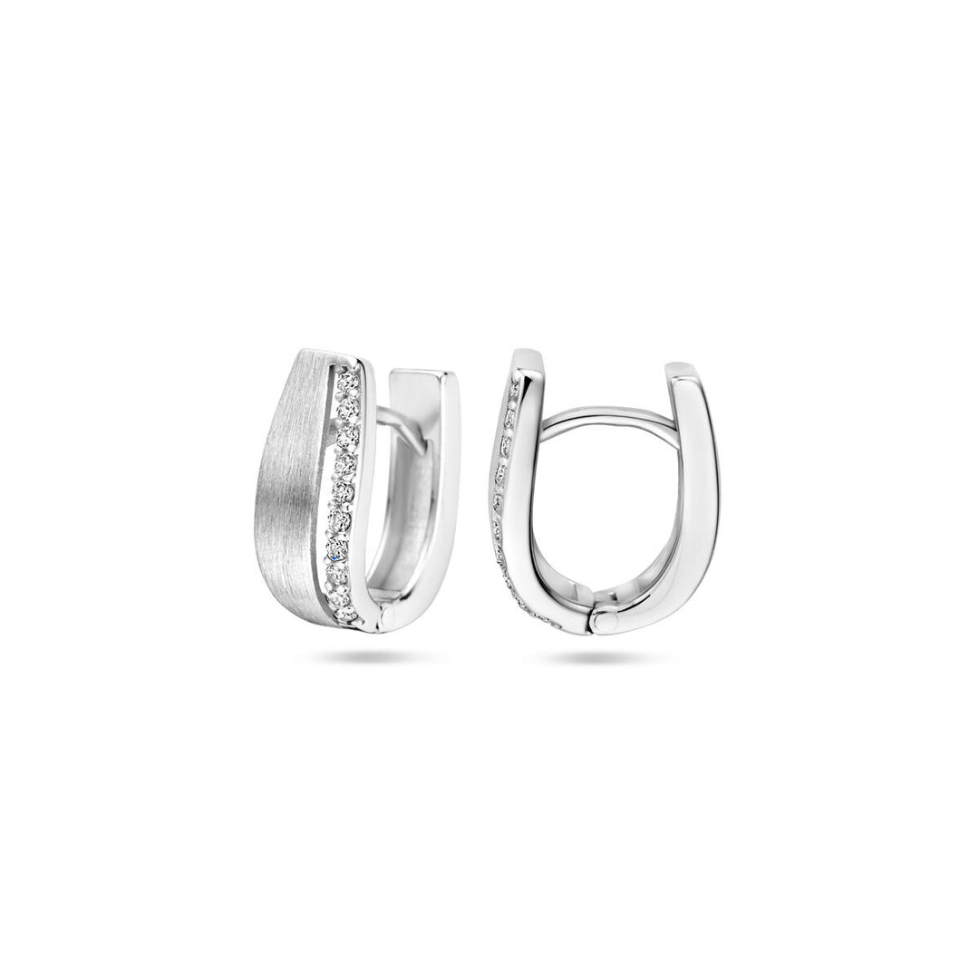 Gerhodineerde 925 Zilveren Klapoorringen met Zirkonia – Elegante Glans en Tijdloze Luxe