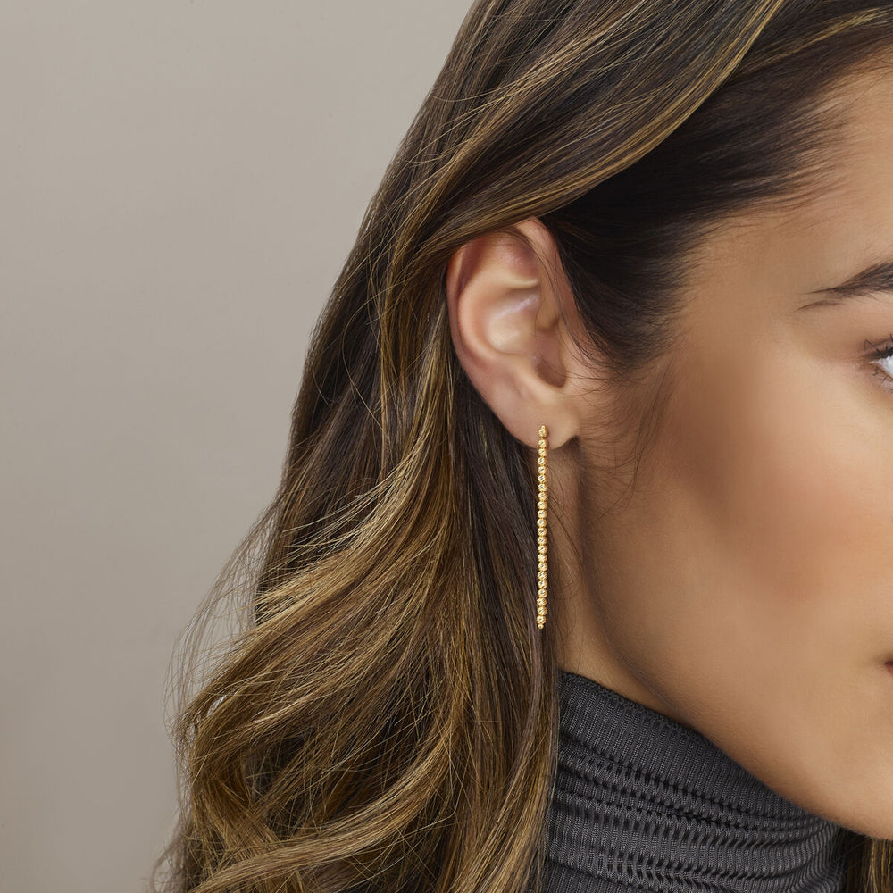 Verfijnde 14k Geelgouden Oorhangers met Bolletjes - 50mm Hoog
