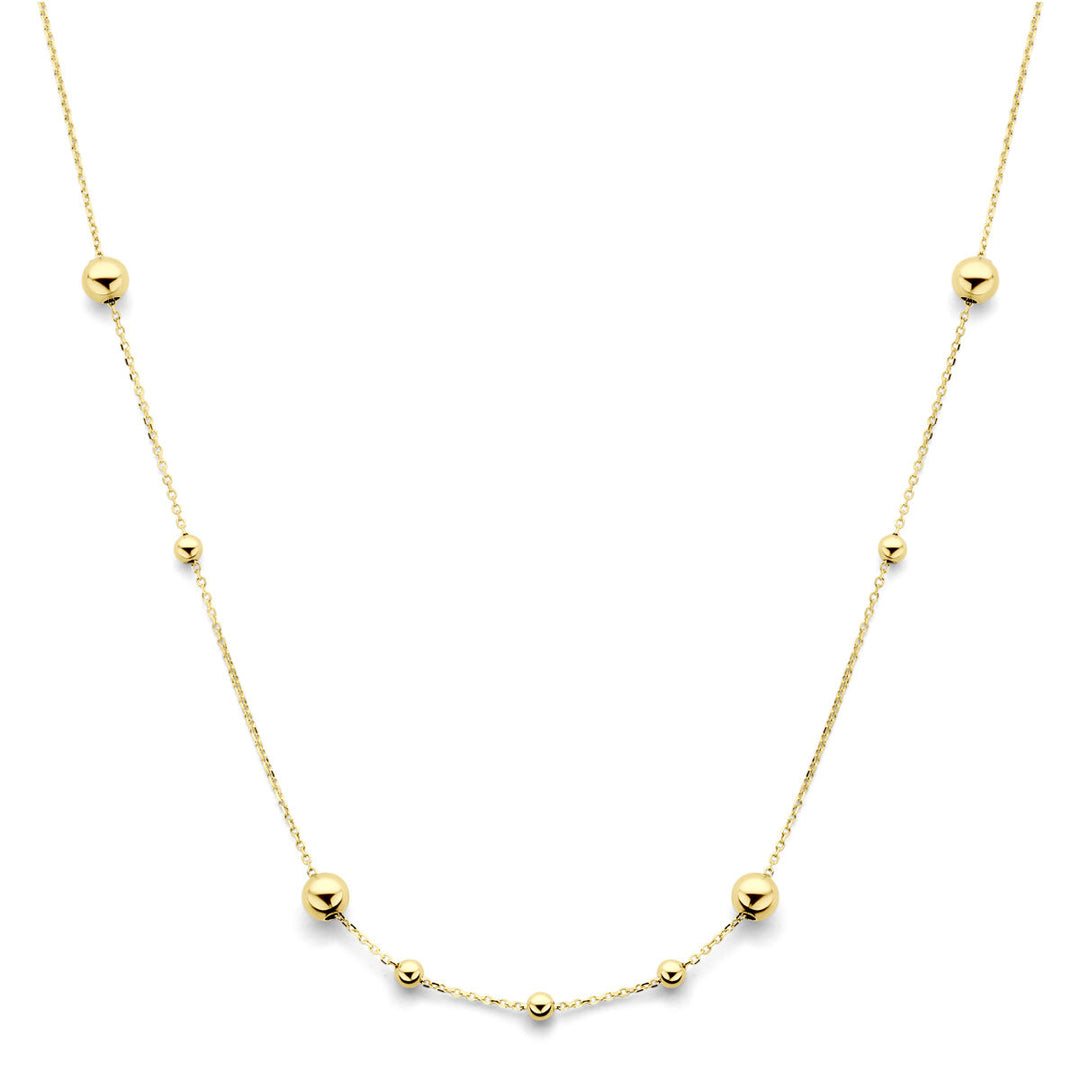 Elegante 14k Geelgouden Collier met Bolletjes - Verstelbare Draaglengte 42-45 cm