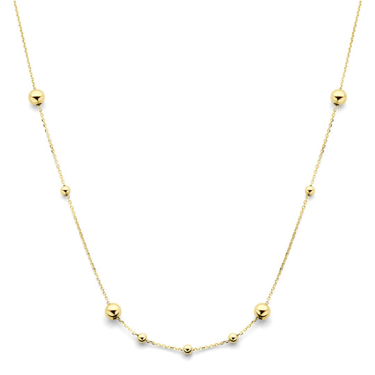 Elegante 14k Geelgouden Collier met Bolletjes - Verstelbare Draaglengte 42-45 cm