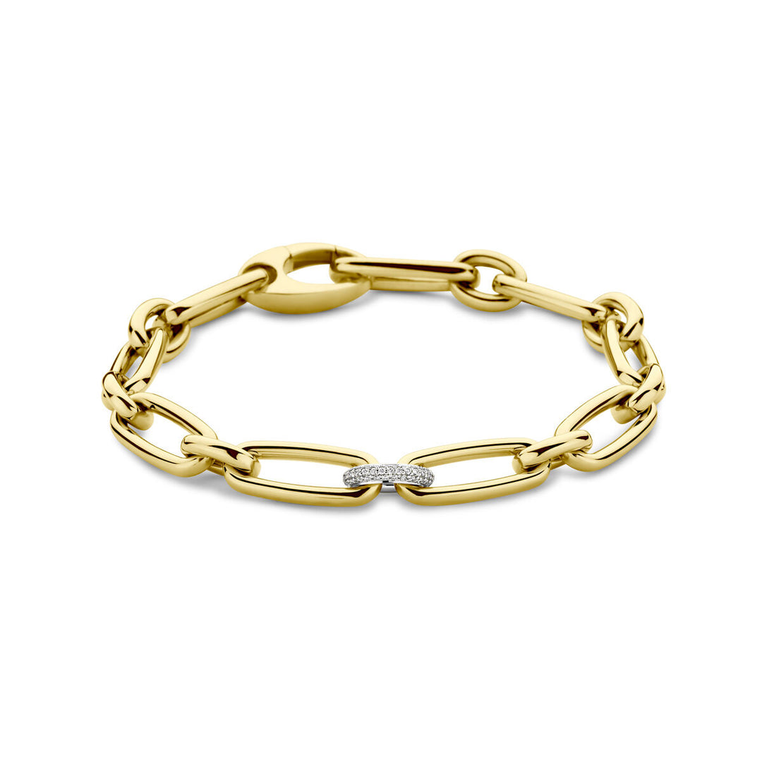 18k Bicolor Armband met Diamant 0.20ct – 7,4 mm, 19 cm