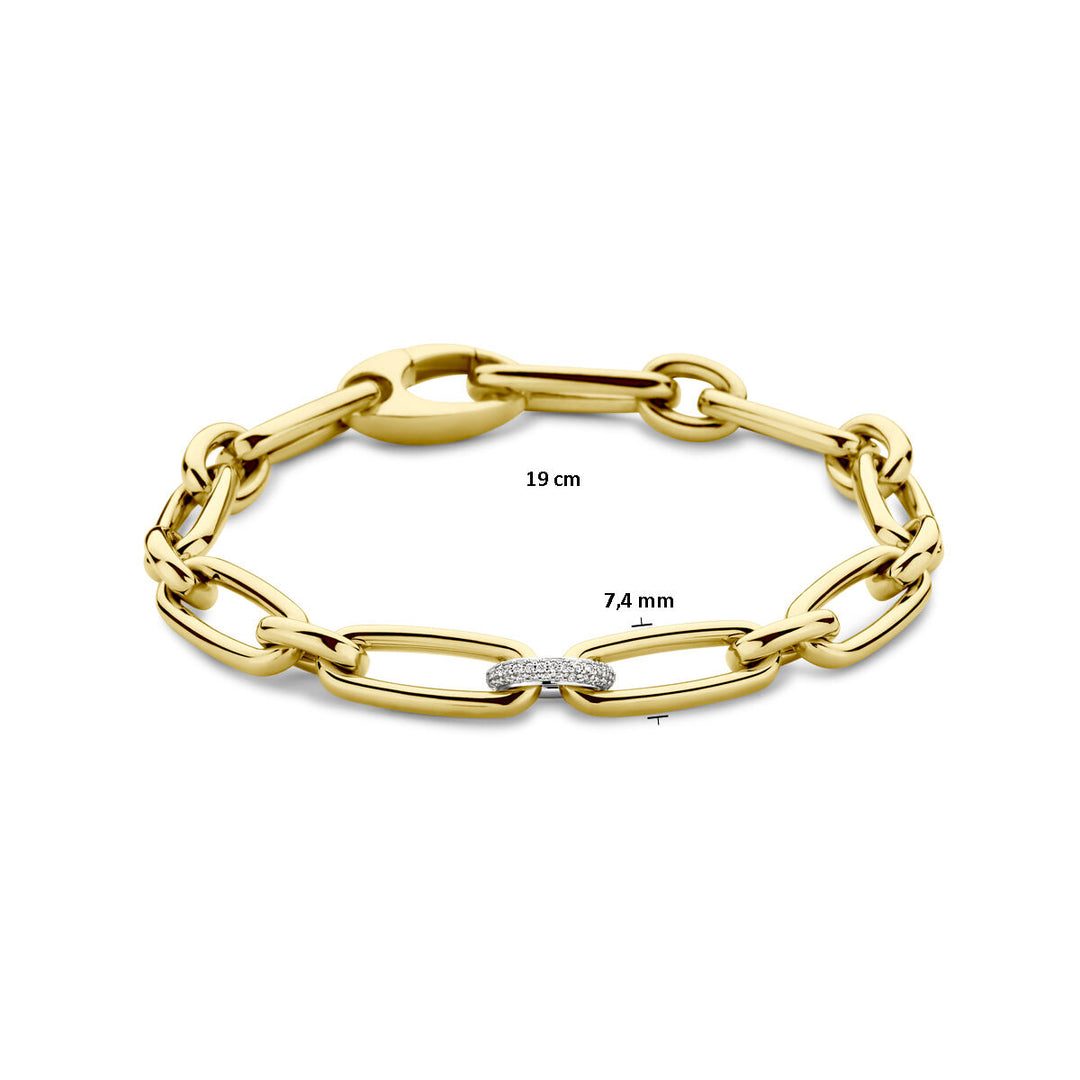 18k Bicolor Armband met Diamant 0.20ct – 7,4 mm, 19 cm