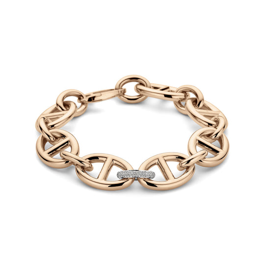 18k Bicolor Marine Armband met Diamant 0.34ct – 16 mm, 20,5 cm