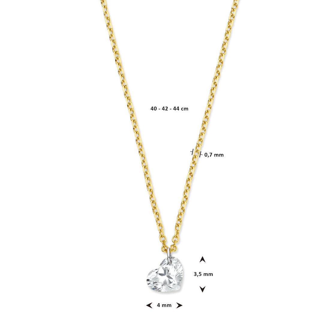 18k Geelgouden Collier met Hartvormige Diamant 0.20ct – 40-44 cm