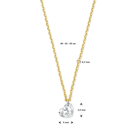 18k Geelgouden Collier met Hartvormige Diamant 0.20ct – 40-44 cm