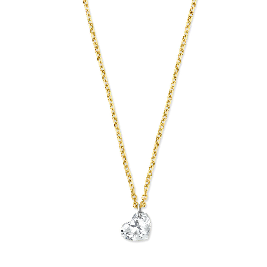 18k Geelgouden Collier met Hartvormige Diamant 0.20ct – 40-44 cm
